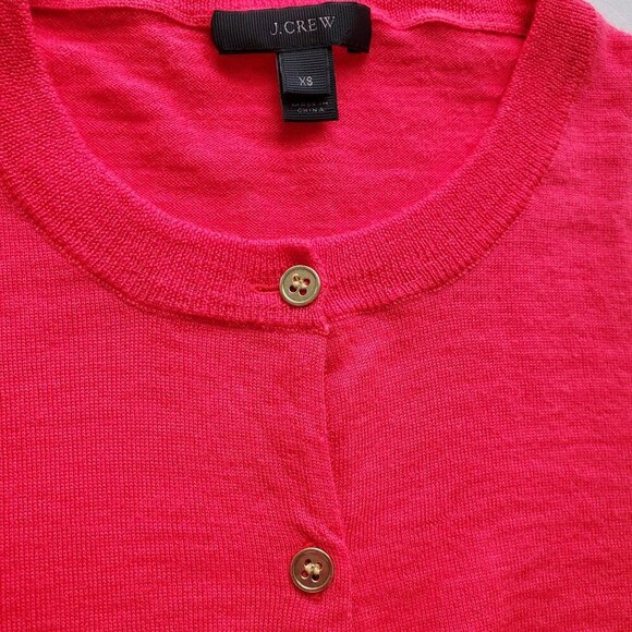J. Crew Merino Wool Bright Red Cardigan Sweater with Gold Tone Buttons Size XS - Picture 7 of 15